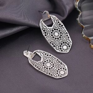 SILVER- Oval shaped drop earrings